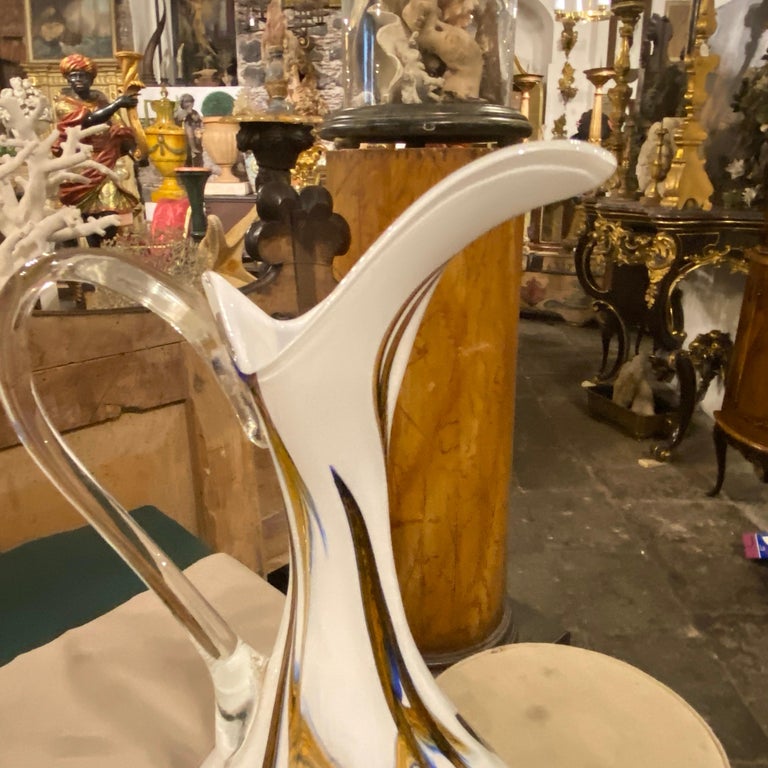 Italian 1970s Carlo Moretti Style Mid-Century Modern Murano Glass Jug For Sale