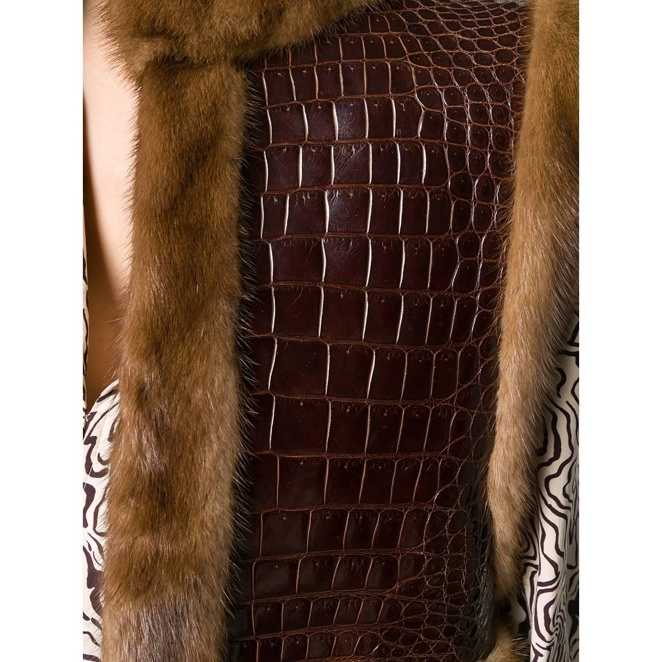 Women's 1970s Carlo Tivioli Leather And Fur Vest