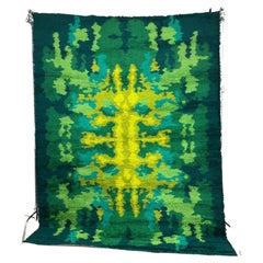 Retro 1970's CARMEN Abstract Camo Contemporary UNUSED Green Rya Rug Mid Century Modern