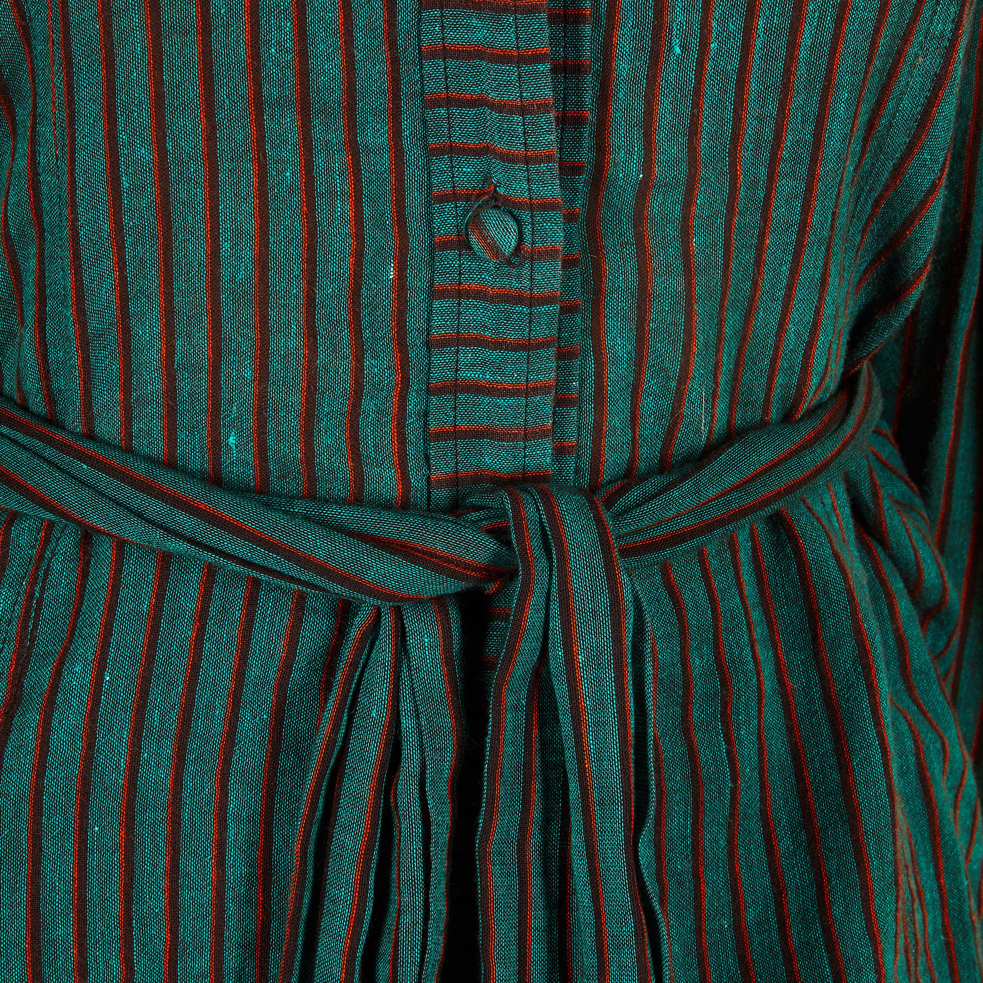 1970s Caroline Charles Cotton Striped Blouse and Skirt Ensemble In Good Condition For Sale In London, GB