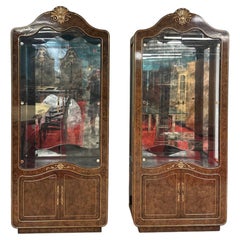 1970's Carpathian Elm Vitrines from Mastercraft, a pair