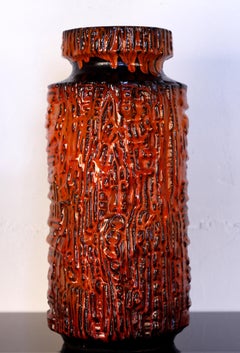 1970s Carstens 'Fat Lava Relief' Floor Vase (WGP), orange Big & Classic