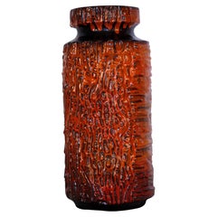 1970s Carstens 'Fat Lava Relief' Floor Vase (WGP), orange Big & Classic