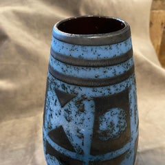 1970s Carstens Tönnieshof Modernist Blue and Grey Ceramic German Vase