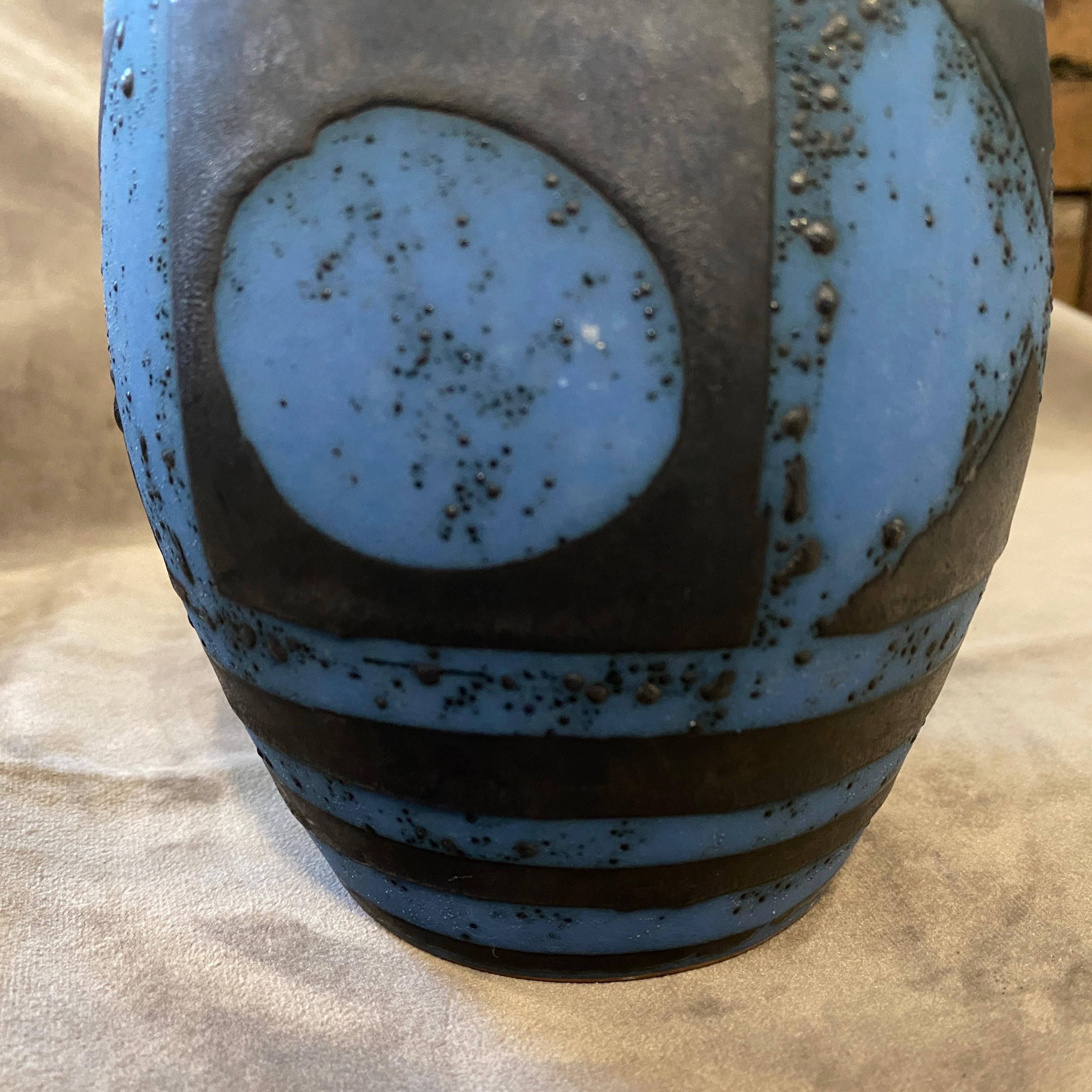 1970s Carstens Tönnieshof Modernist Blue and Grey Ceramic German Vase In Good Condition In Aci Castello, IT