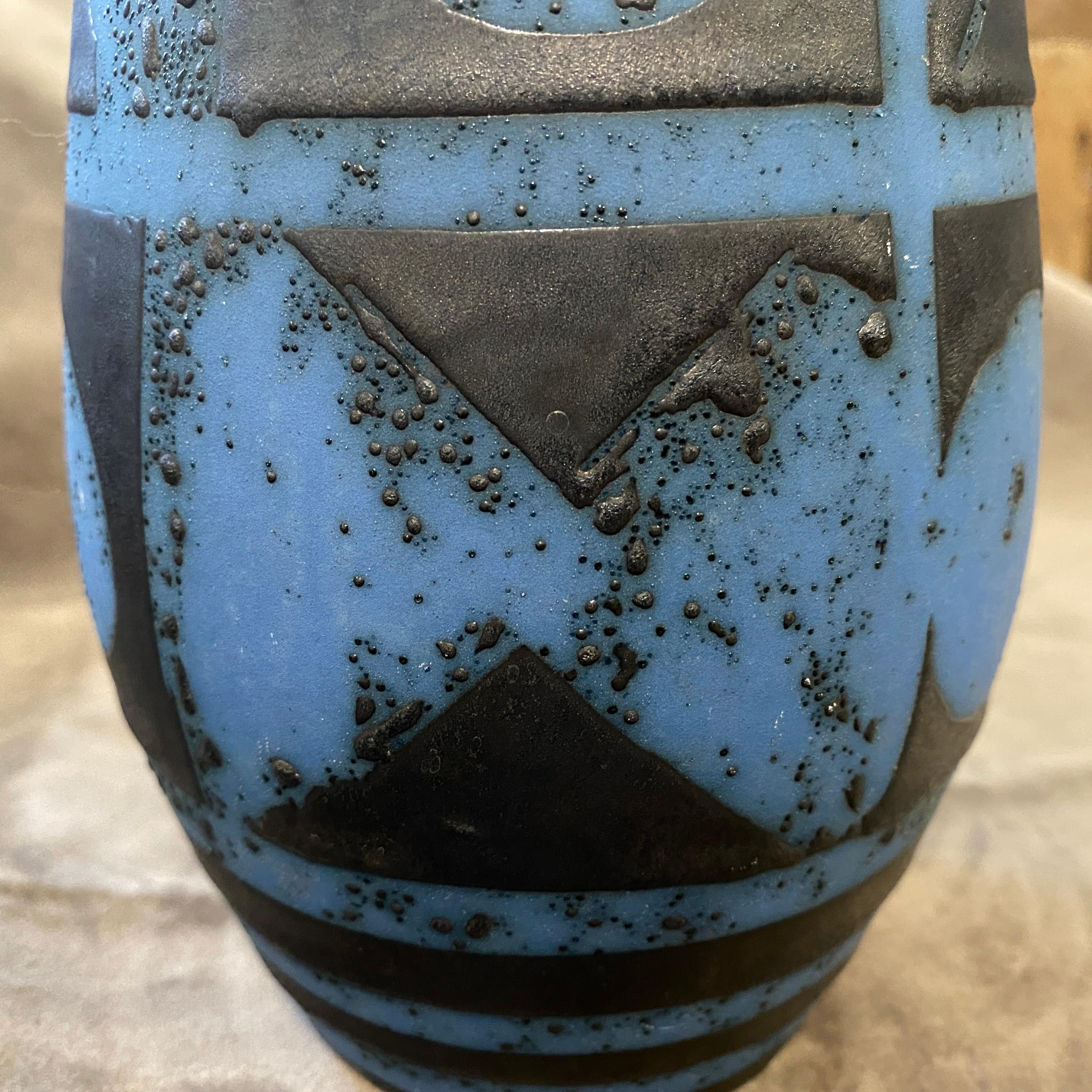 1970s Carstens Tönnieshof Modernist Blue and Grey Ceramic German Vase 1