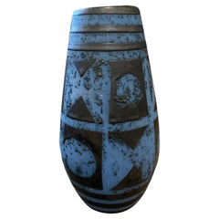 1970s Carstens Tönnieshof Modernist Blue and Grey Ceramic German Vase