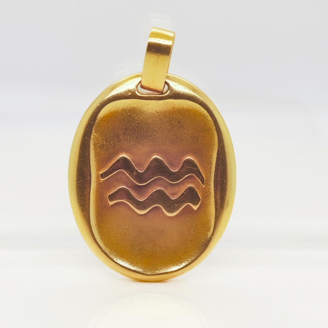 1970's Cartier 18k Gold Aquarius Zodiac Pendant by Georges L'Enfant 3