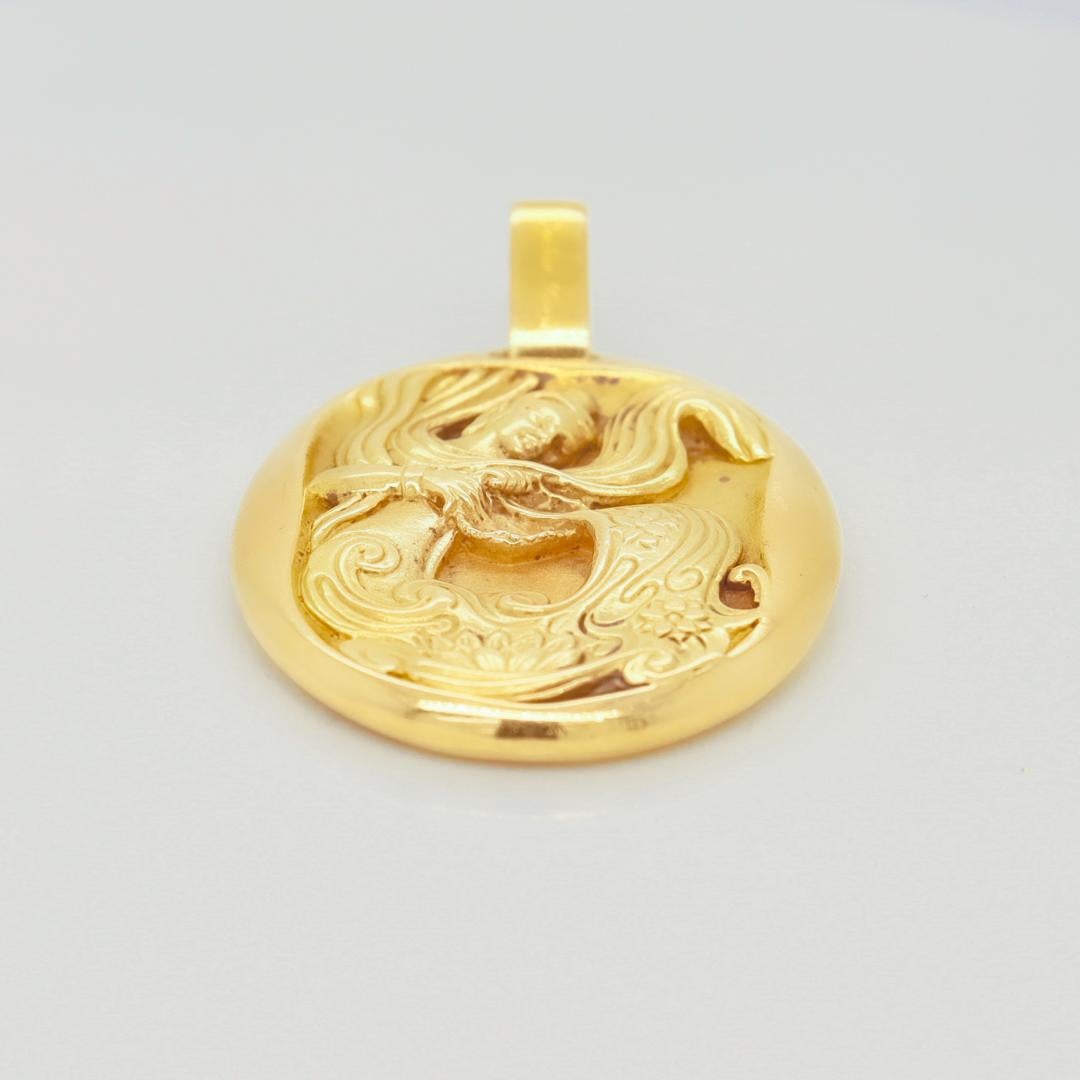 1970's Cartier 18k Gold Aquarius Zodiac Pendant by Georges L'Enfant  4