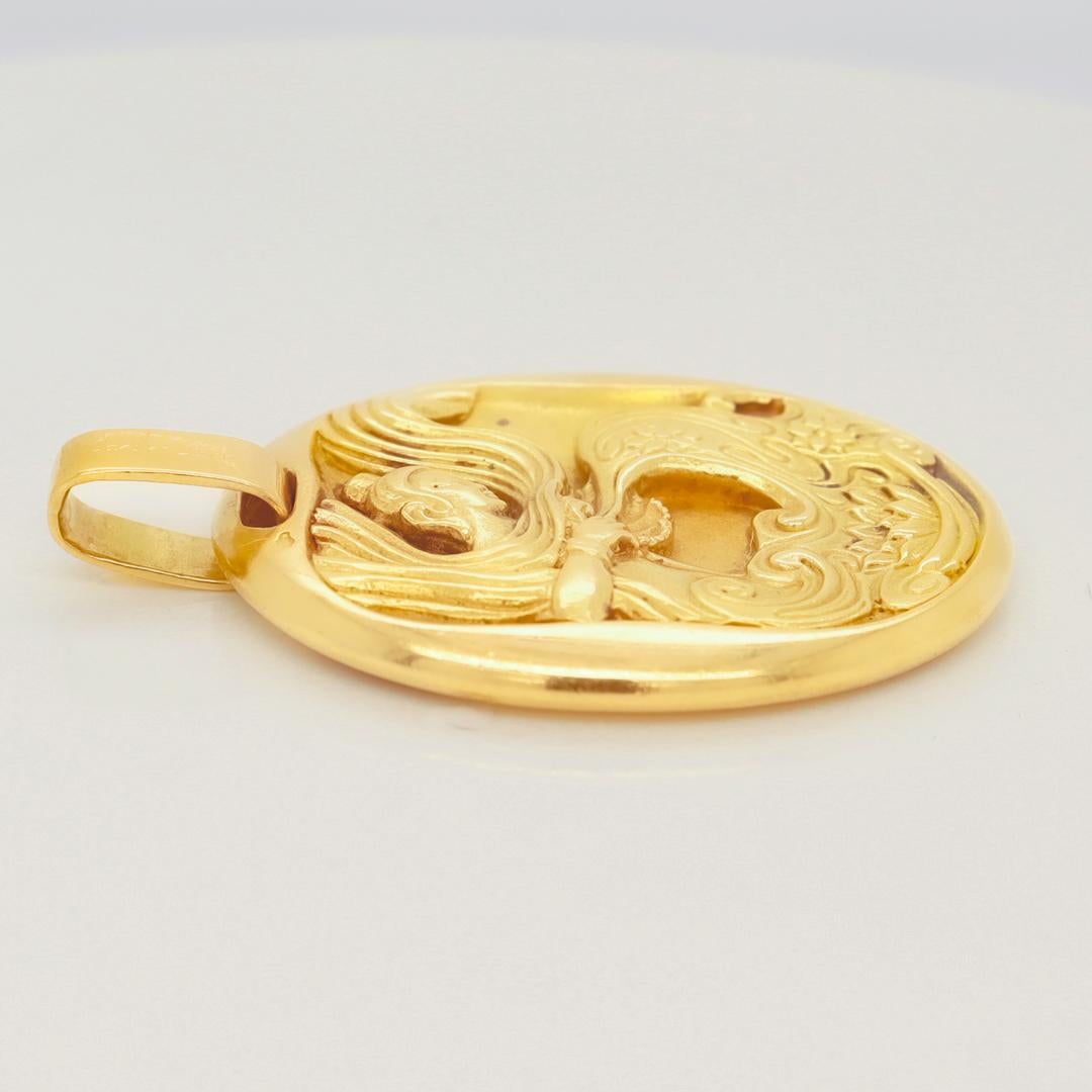 1970's Cartier 18k Gold Aquarius Zodiac Pendant by Georges L'Enfant  7