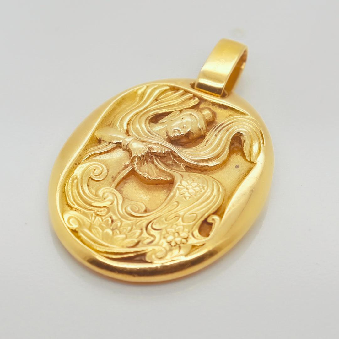 1970's Cartier 18k Gold Aquarius Zodiac Pendant by Georges L'Enfant  8