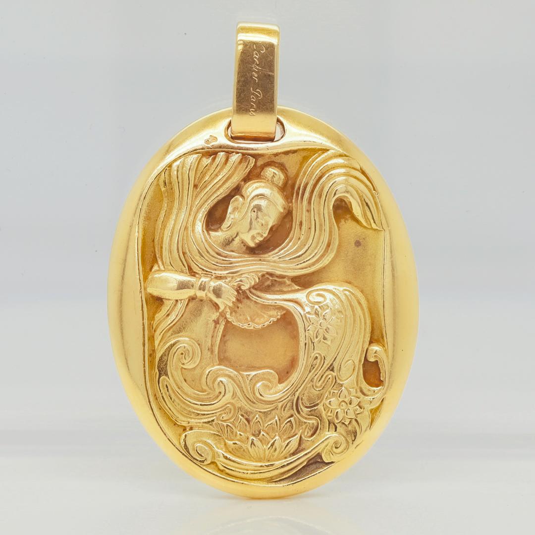 1970's Cartier 18k Gold Aquarius Zodiac Pendant by Georges L'Enfant  1