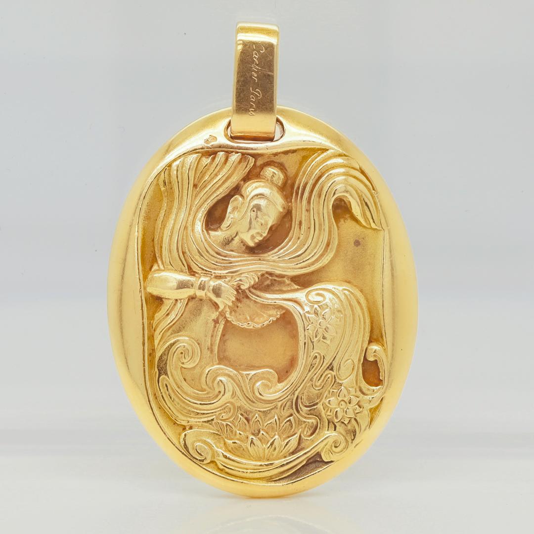 1970's Cartier 18k Gold Aquarius Zodiac Pendant by Georges L'Enfant 1