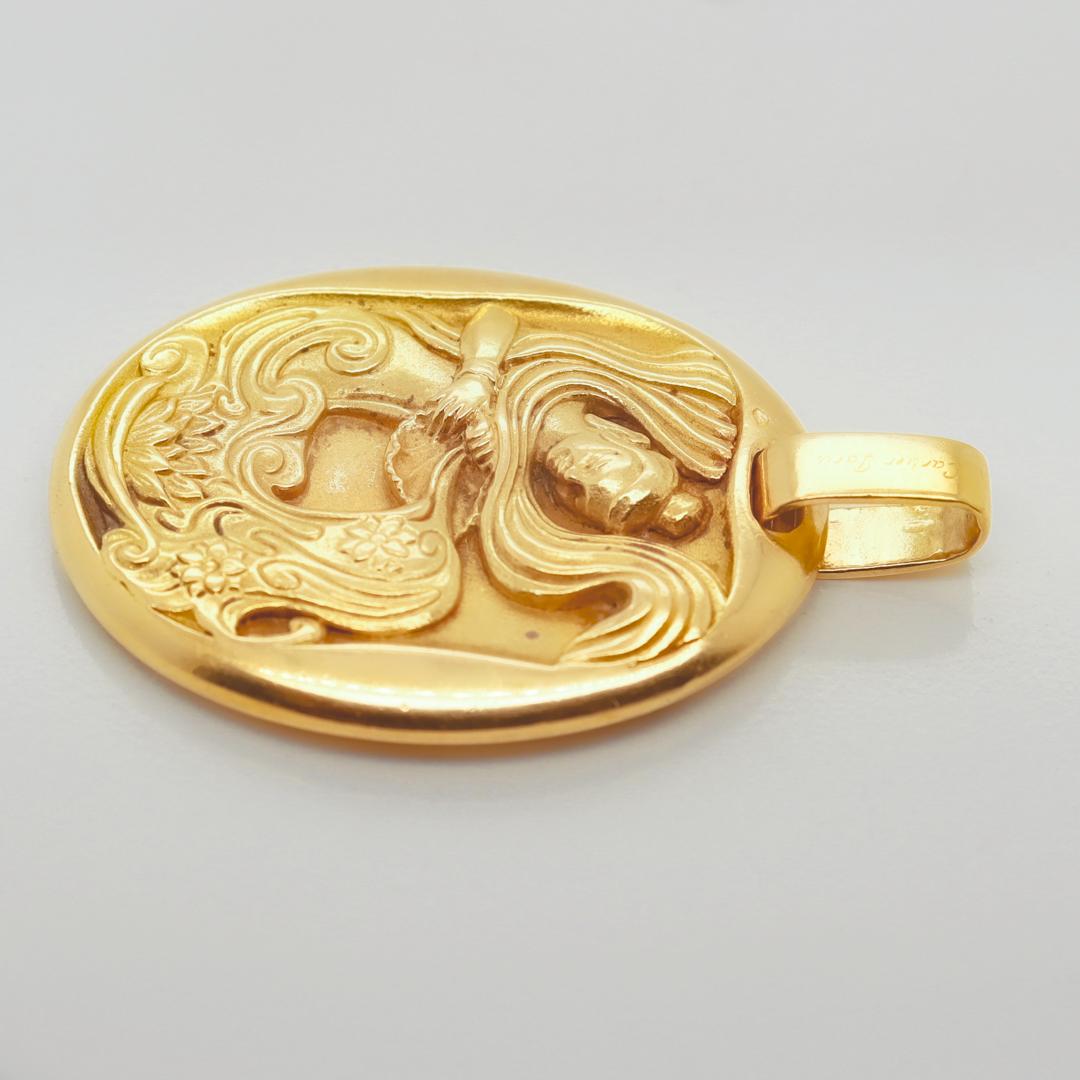 1970's Cartier 18k Gold Aquarius Zodiac Pendant by Georges L'Enfant  2