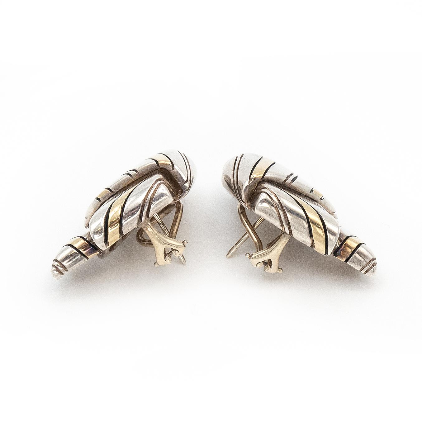 Modern 1970s CARTIER 18K Yellow Gold Sterling Knotted Ribbon Earrings