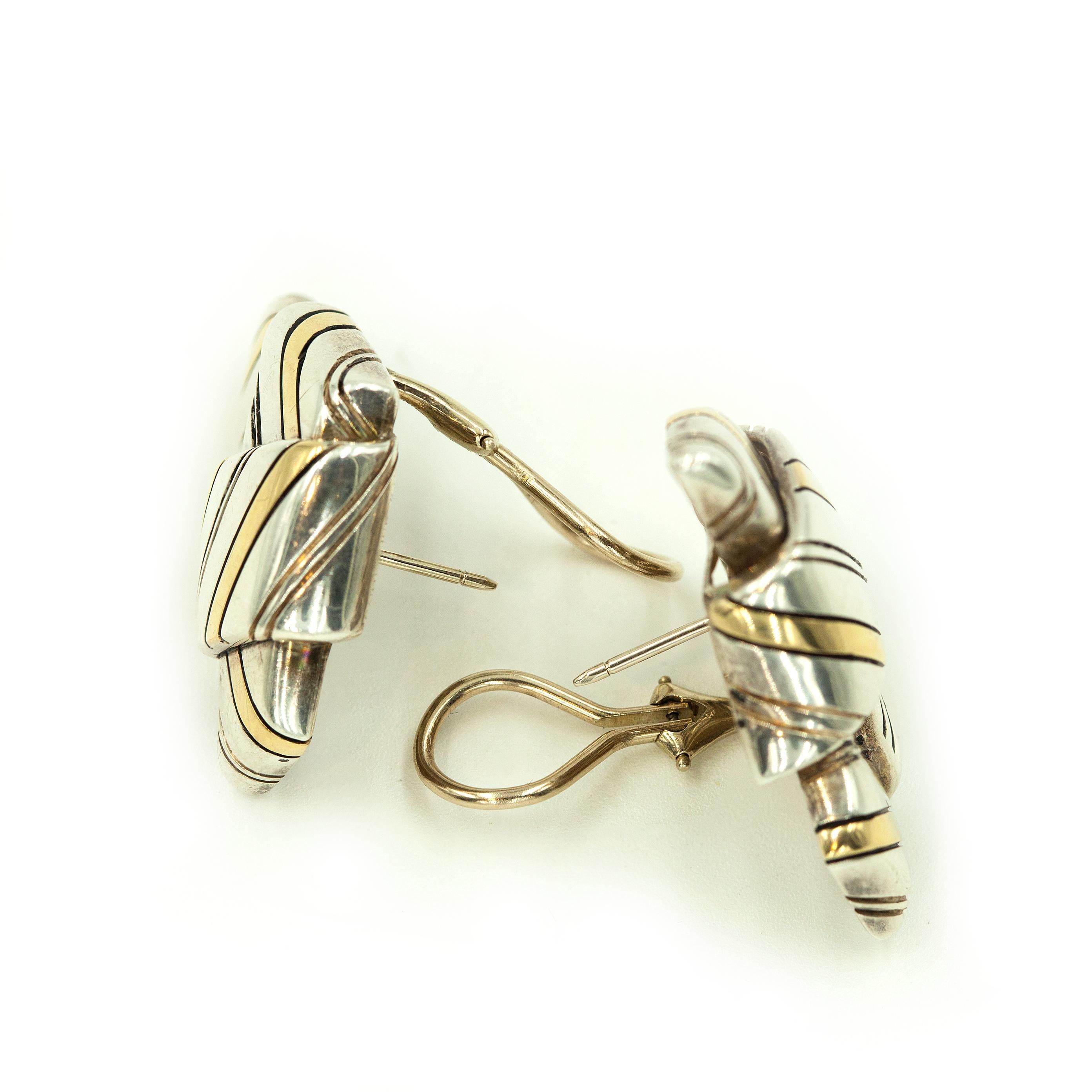 1970s CARTIER 18K Yellow Gold Sterling Knotted Ribbon Earrings 1