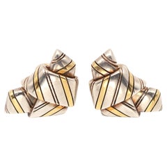 1970s CARTIER 18K Yellow Gold Sterling Knotted Ribbon Earrings
