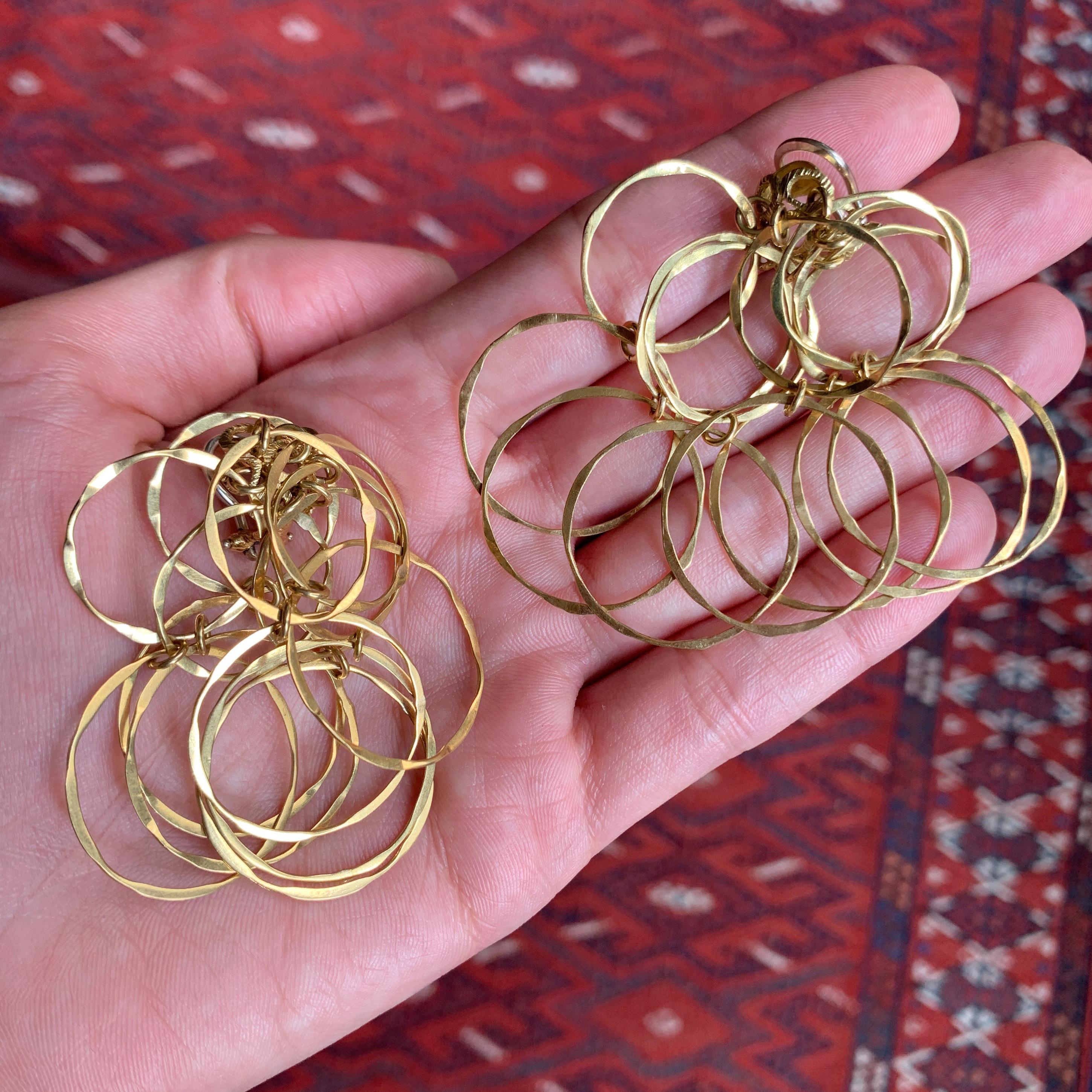 Modernist 1970s Cartier Gold Cascade Circular Link Earrings