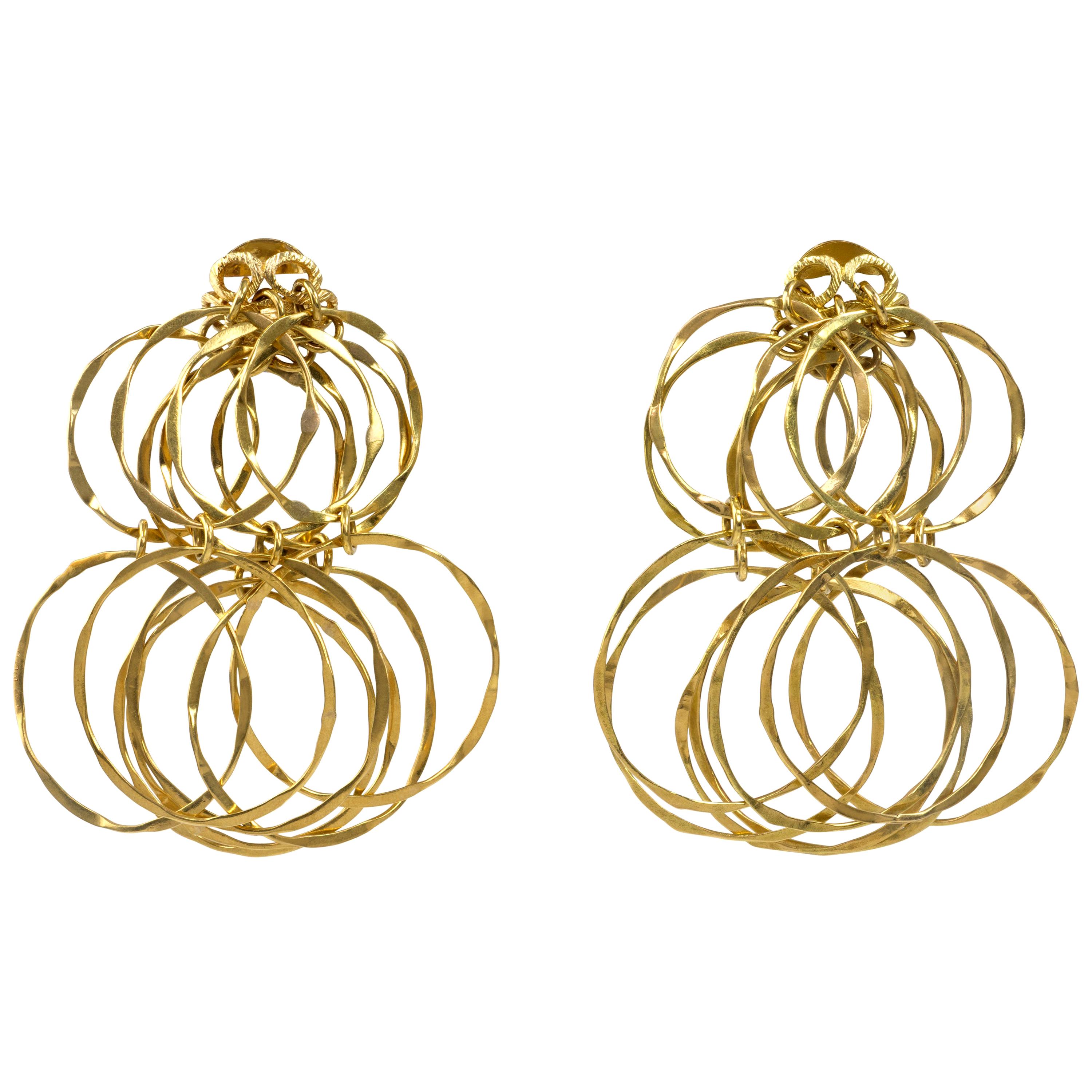 1970s Cartier Gold Cascade Circular Link Earrings