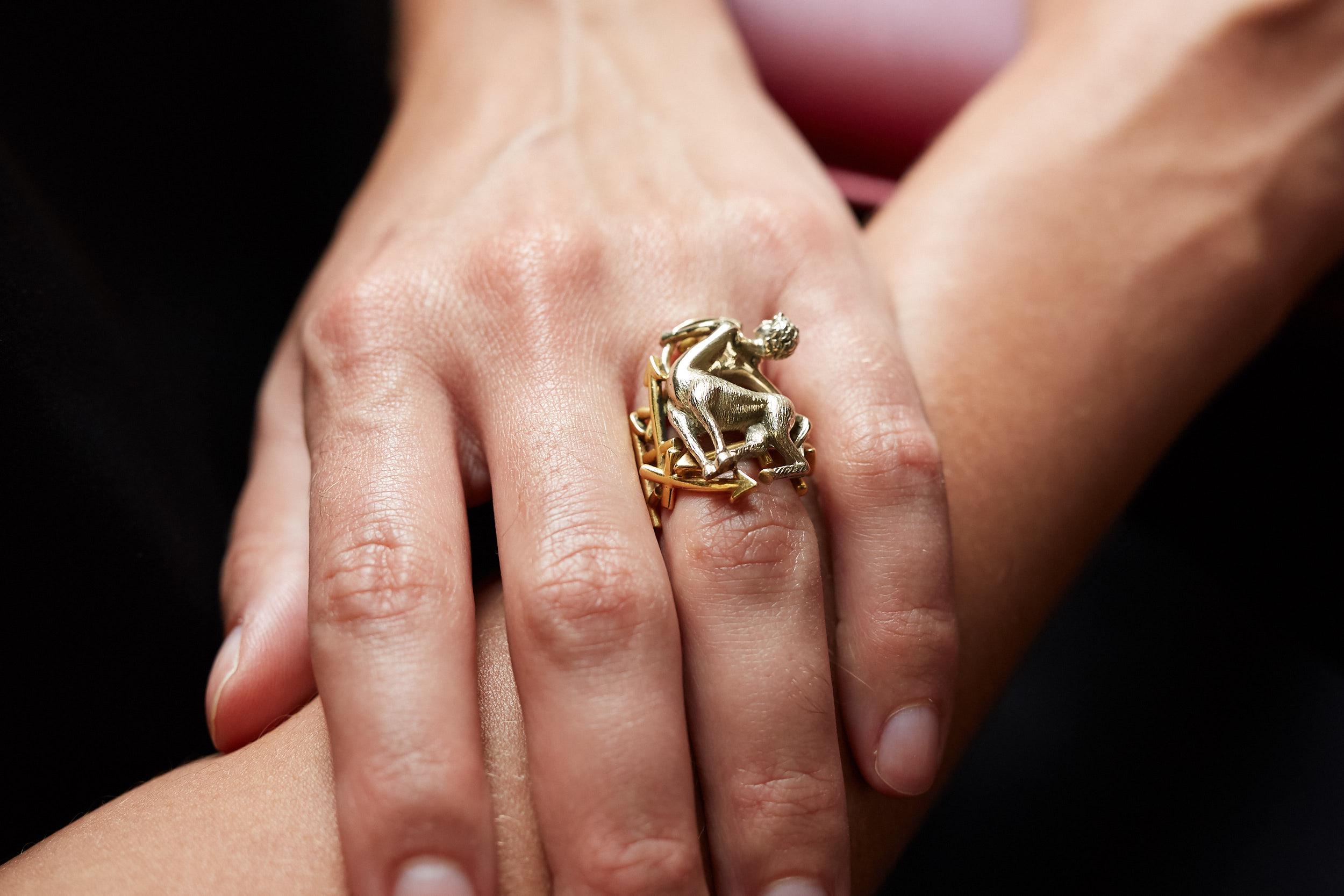 1970s Cartier, Gold Sagittarius Ring In Excellent Condition In New York, NY