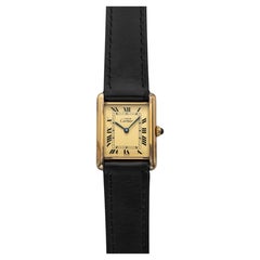 1970s Cartier Must de Tank 590005 Vermeil Limón Esfera Romana Cuarzo 23mm