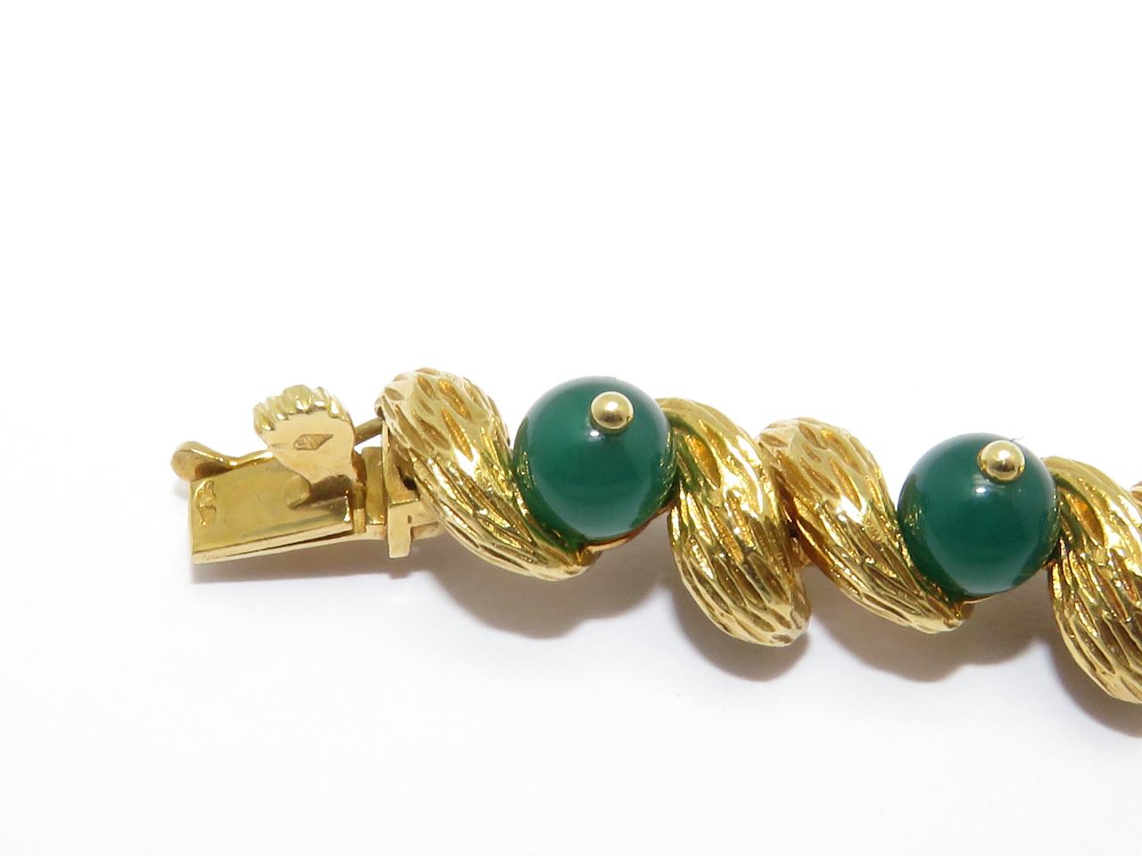 Women's 1970s Cartier Paris Green Agate Link Bracelet
