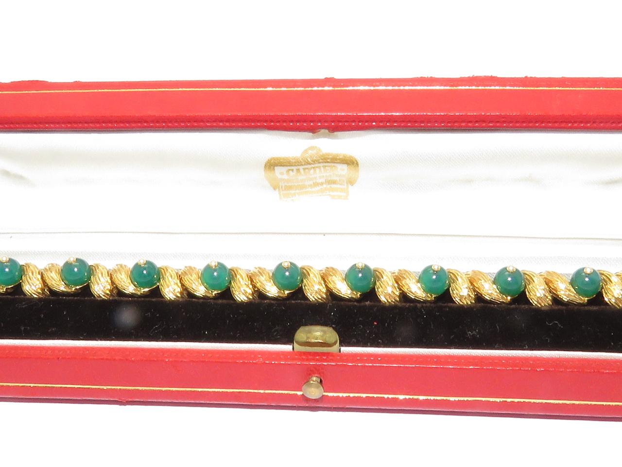 1970s Cartier Paris Green Agate Link Bracelet 2