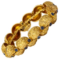 1970s Cartier Paris Sapphire Gold Modernist Bracelet