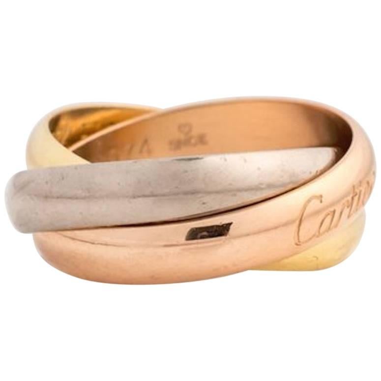 1970s Cartier Trinity Band Ring in 18 Karat Rose, White and Yellow Gold