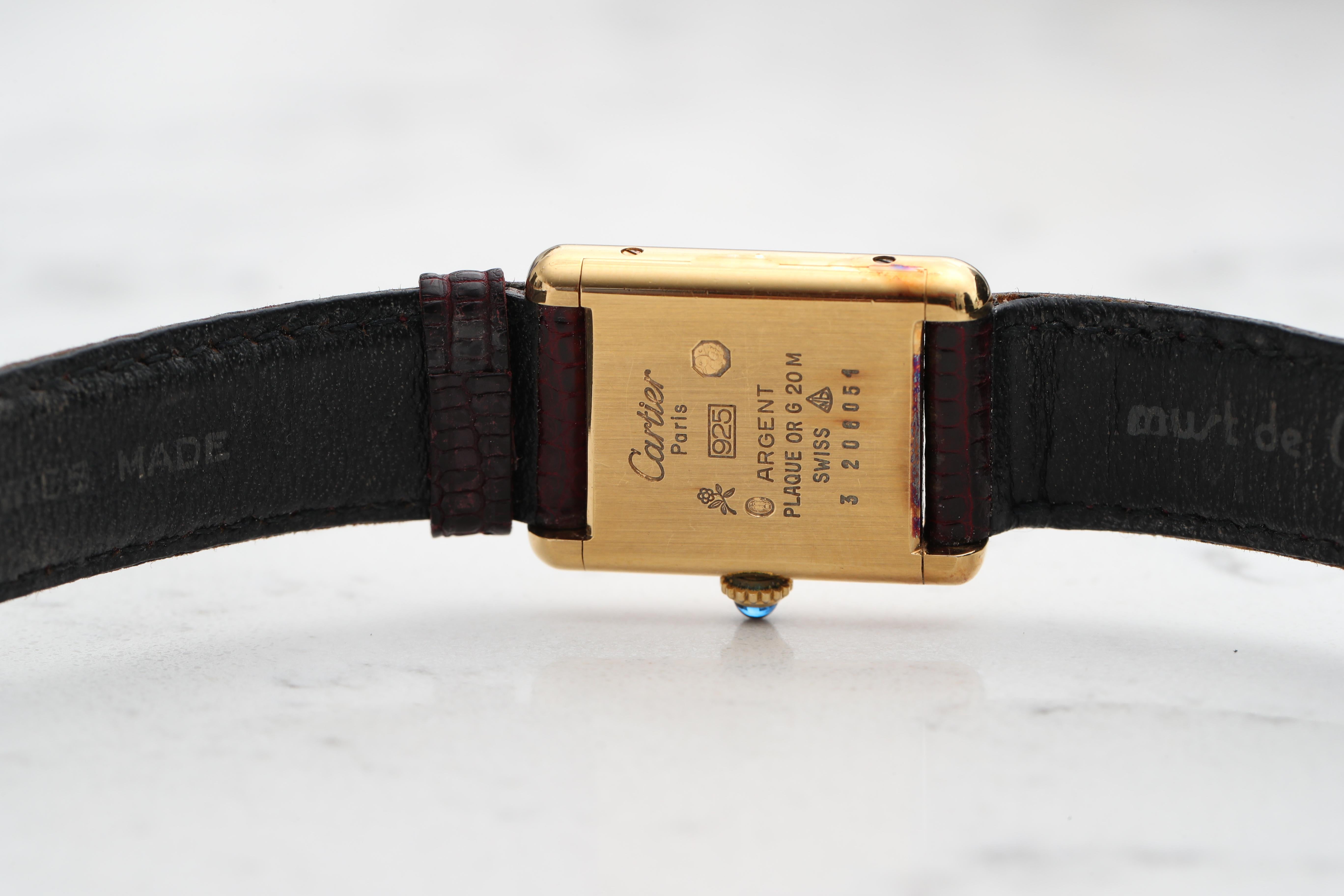 Retro 1970s Cartier Vermeil Tank with Tricolored Gold Dial