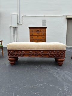 Panchina rustica in legno dorato intagliato degli anni '70