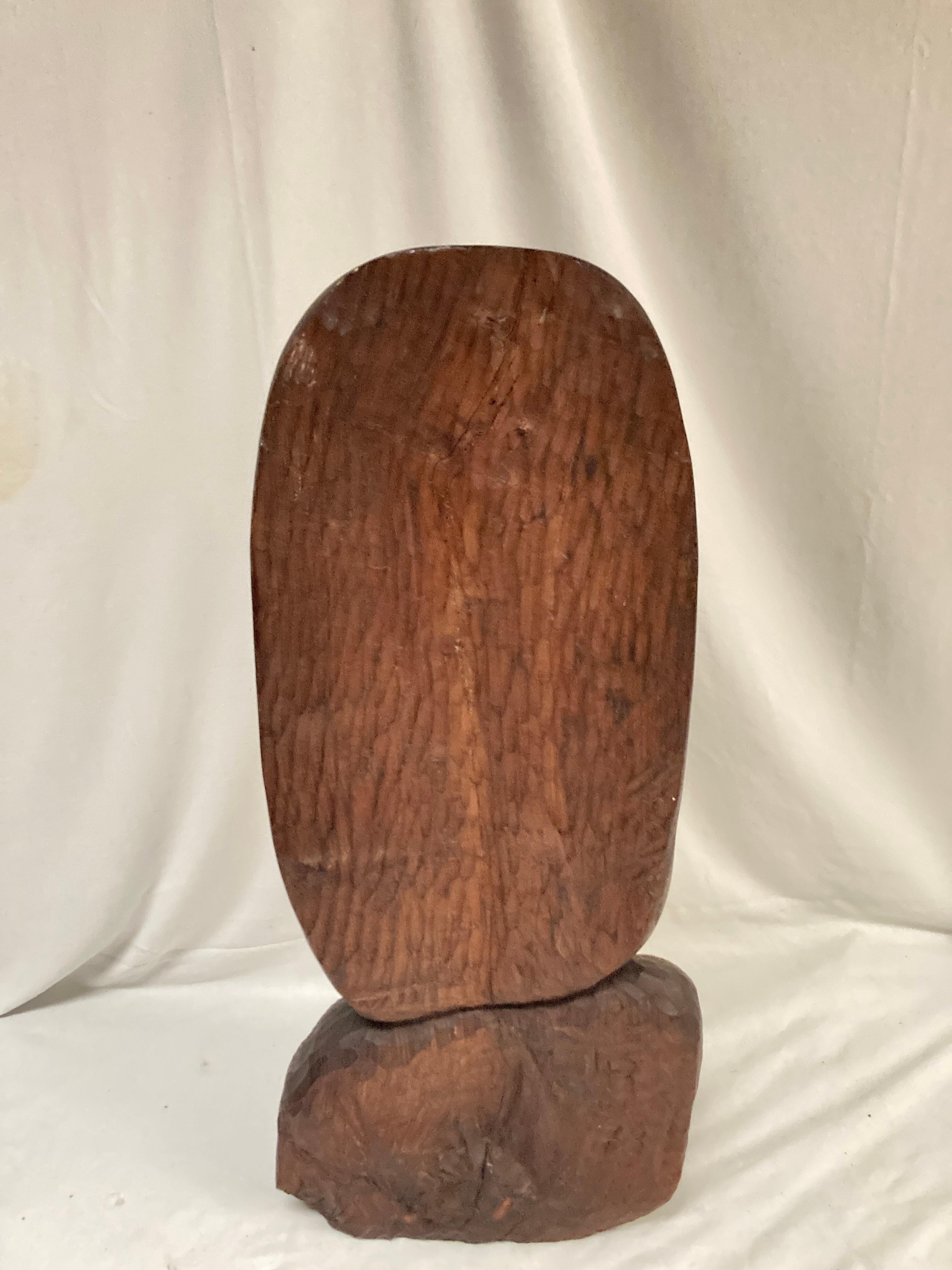 Escultura facial de roble tallado de 1970 Roble en venta