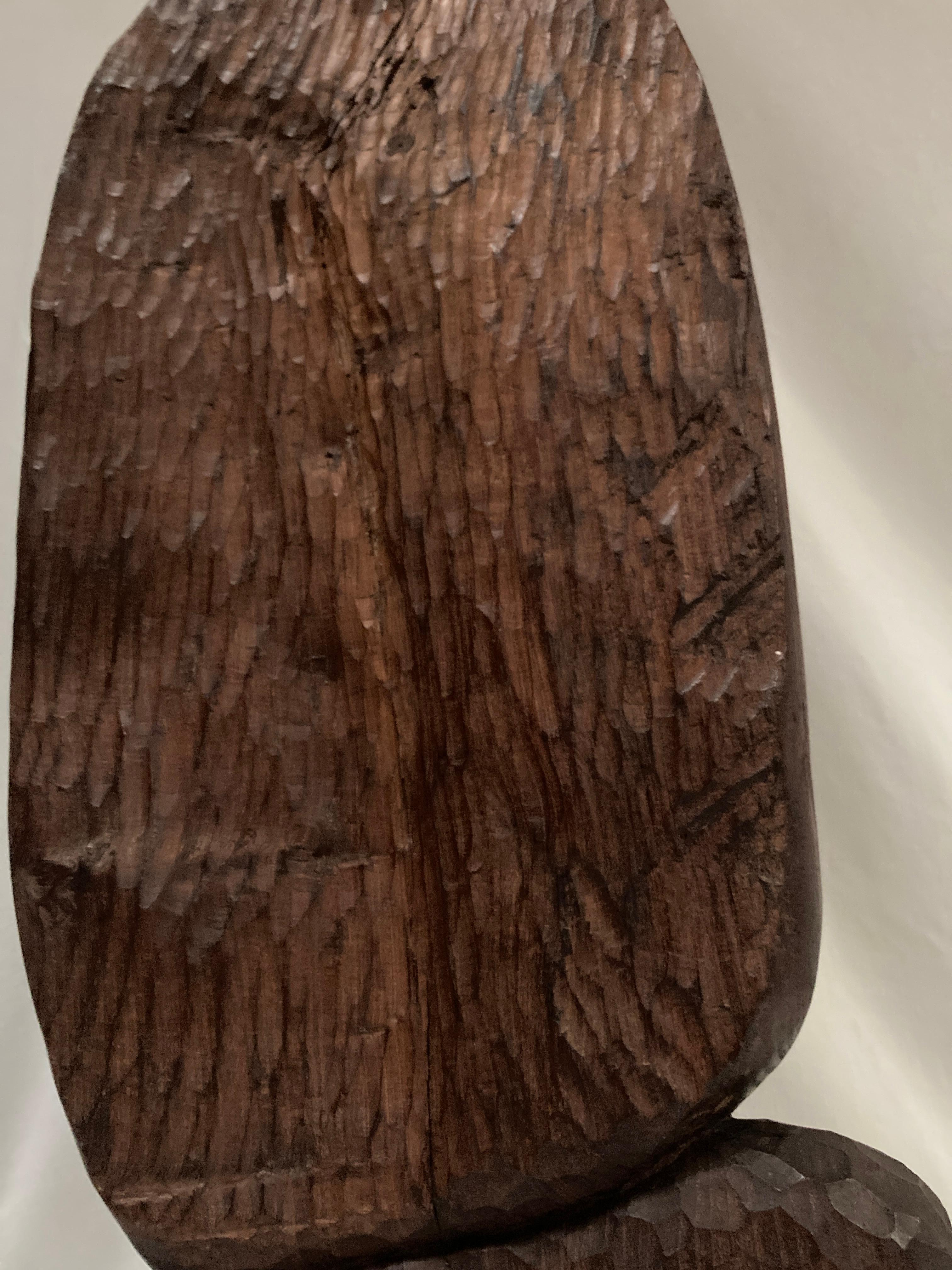Escultura facial de roble tallado de 1970 en venta 3