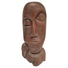 1970's Carved oak face sculpture