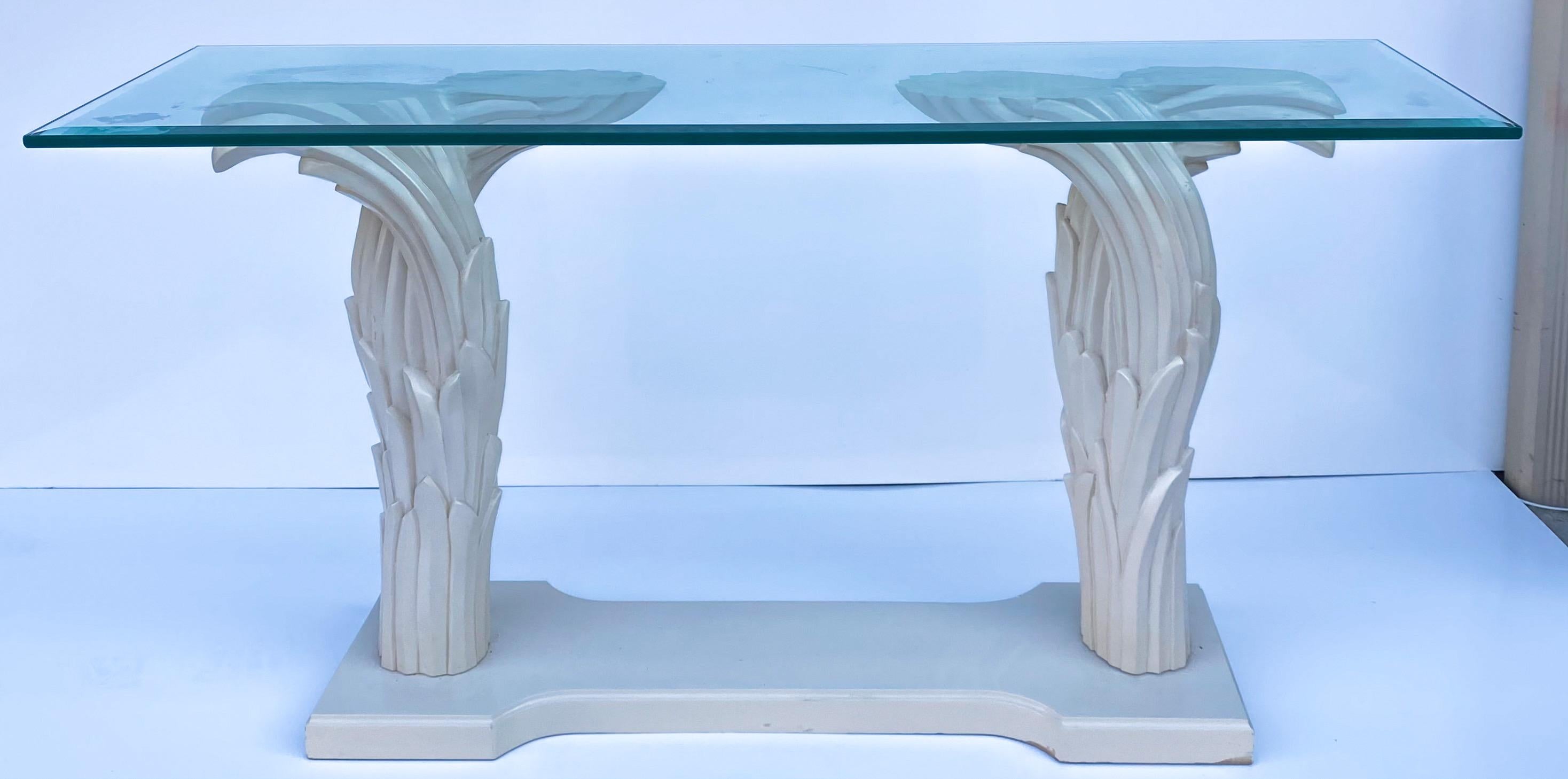 Hollywood Regency 1970s Carved Serge Roche Style Console Table