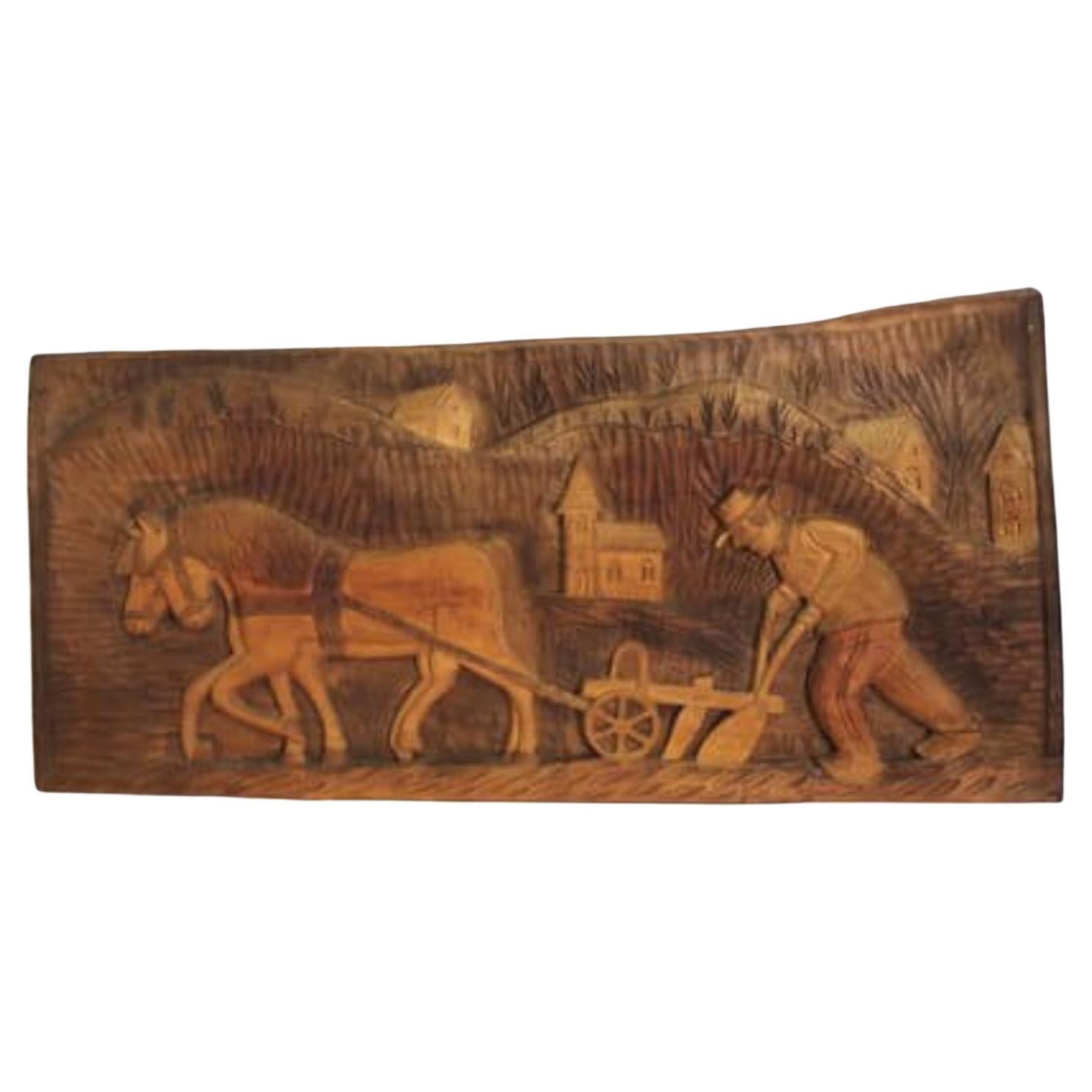 1970s Carved Walnut Decorative Panel - A Timeless Piece of Craftsmanship