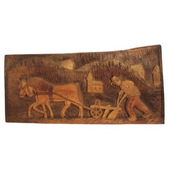 1970s Carved Walnut Decorative Panel - A Timeless Piece of Craftsmanship