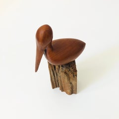 1970s Carved Wood Pelican