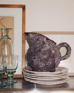 1970s C.A.S. Vietri Fat Lava Ceramic Mug and Pitcher Set, 12 Pieces