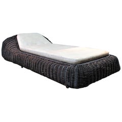 Vivai Del Sud Wicker Chaise Lounge, Italy 1970's