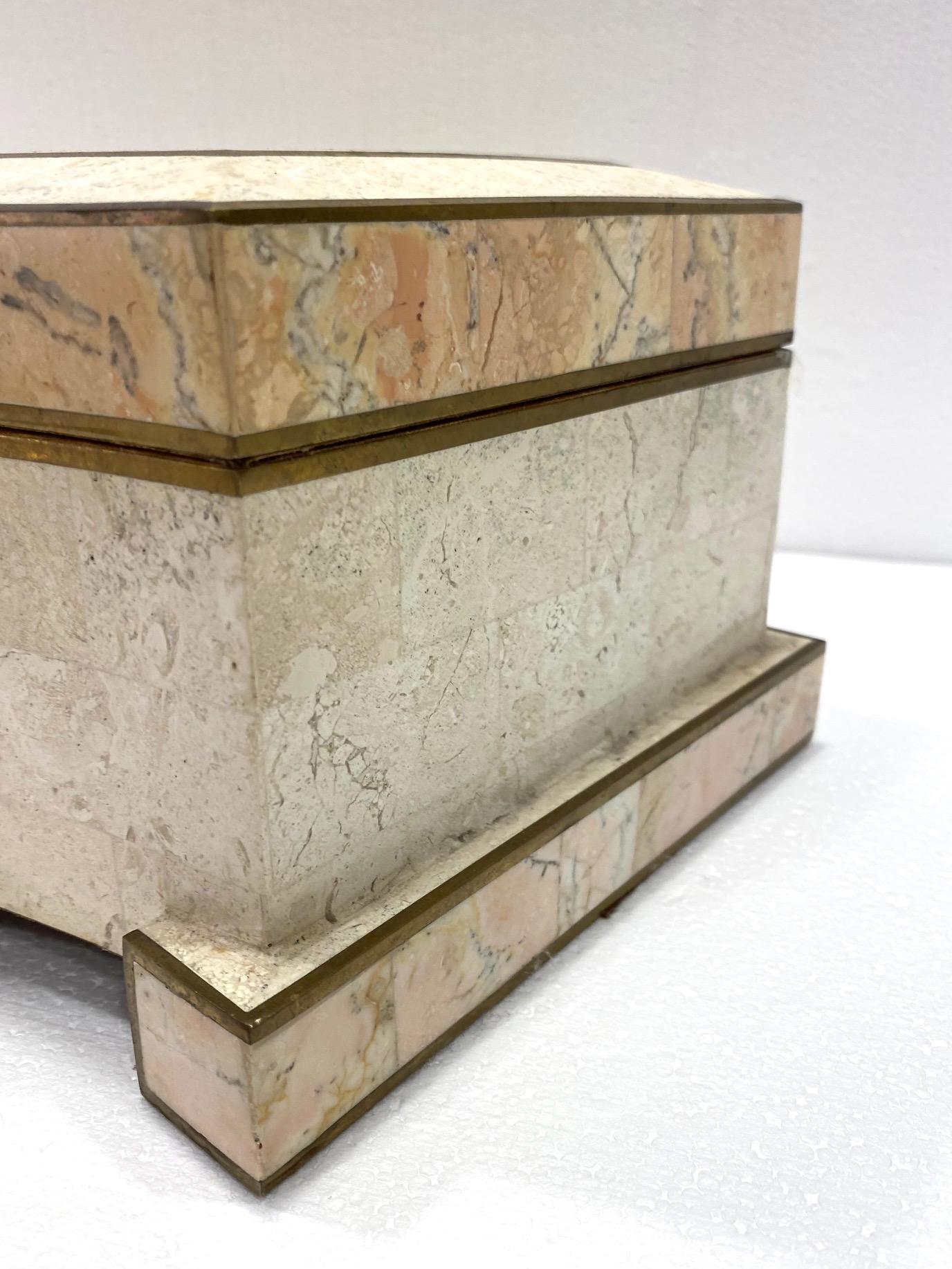 1970s Casa Bique Tessellated Stone and Brass Architectural Decorative Box 3