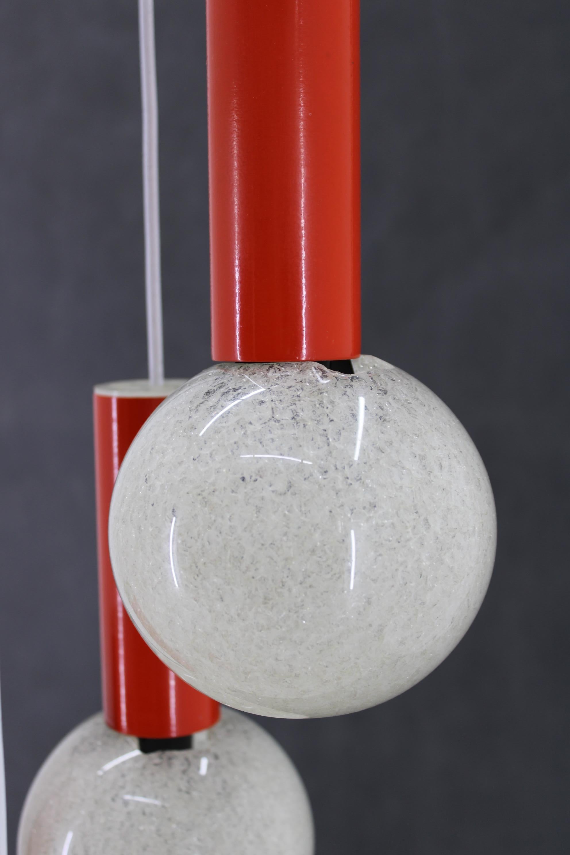 Metal 1970s Cascade Chandelier with Plastic Shades by Pokrok Zilina, Czechoslovakia For Sale