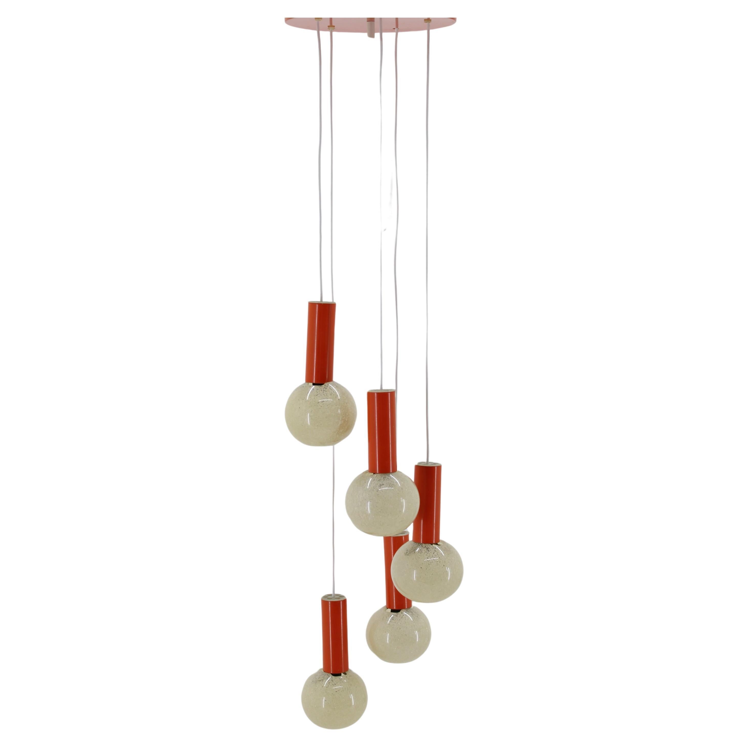 1970s Cascade Chandelier with Plastic Shades, Czechoslovakia-