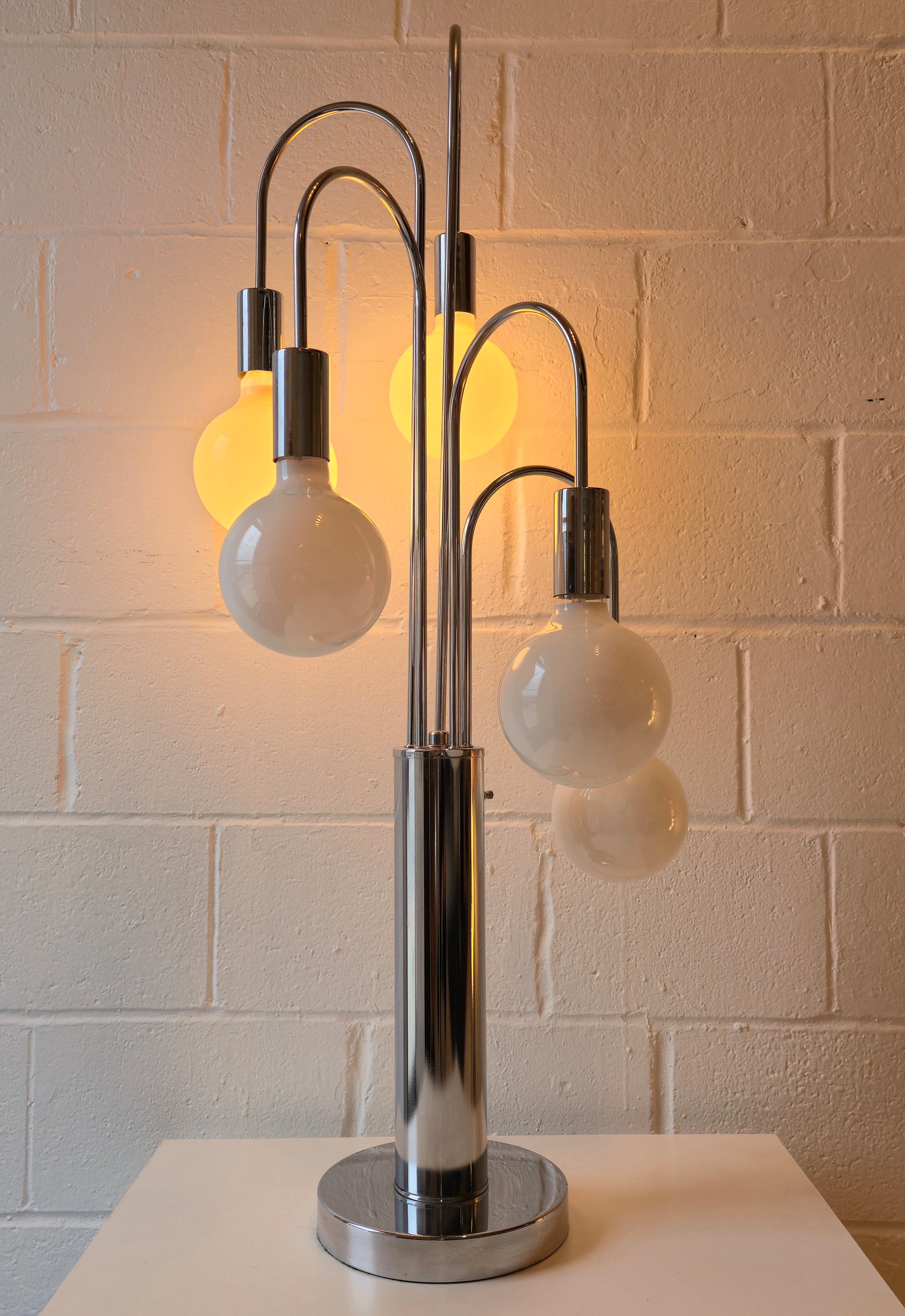 Post-Modern 1970s Cascading Chrome Waterfall Large Table Lamp For Sale