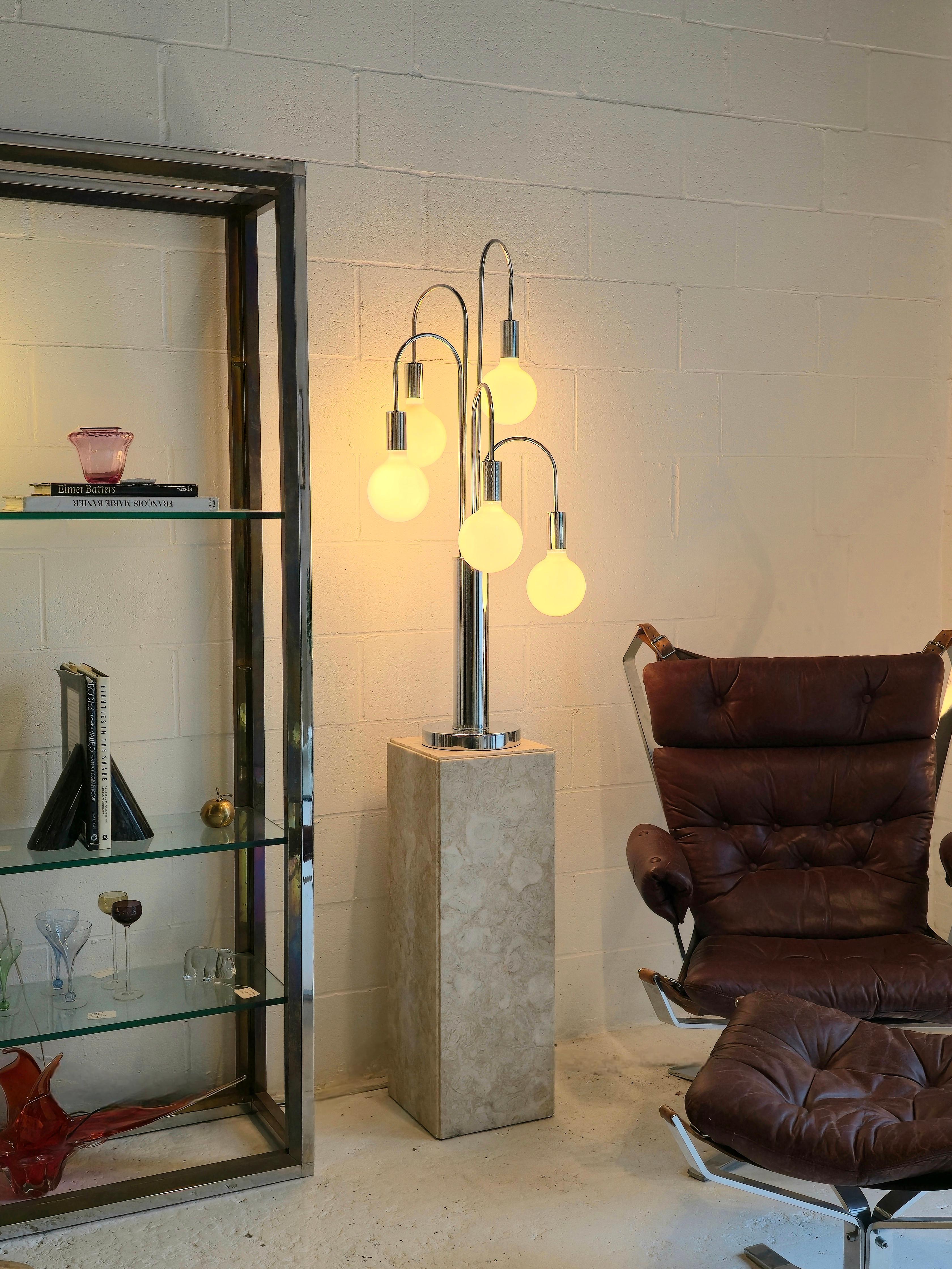 Other 1970s Cascading Chrome Waterfall Large Table Lamp For Sale