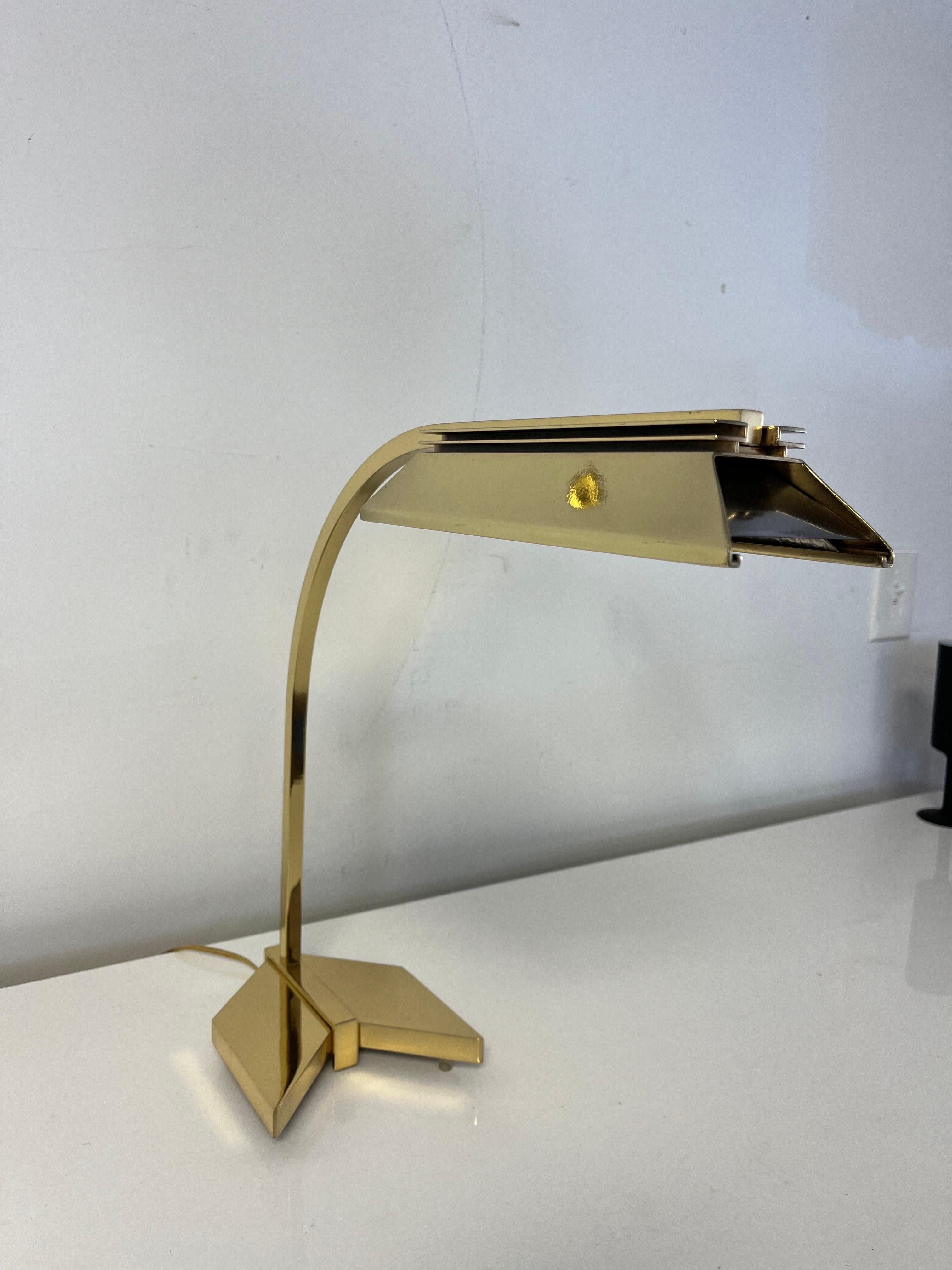 1970s Casella Brass Chrome Arrow Desk Lamp 4