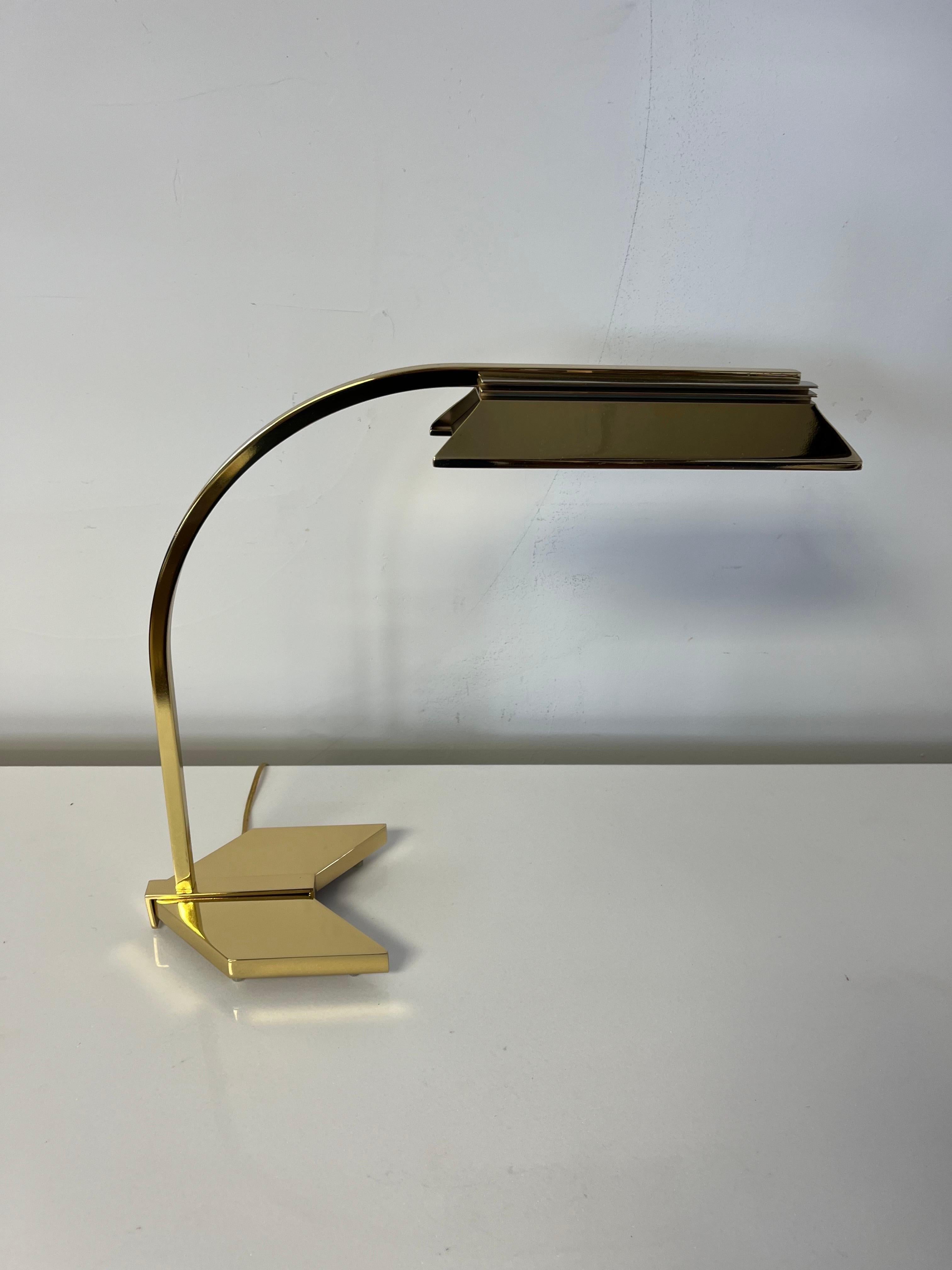 Mid-Century Modern 1970s Casella Brass Chrome Arrow Desk Lamp