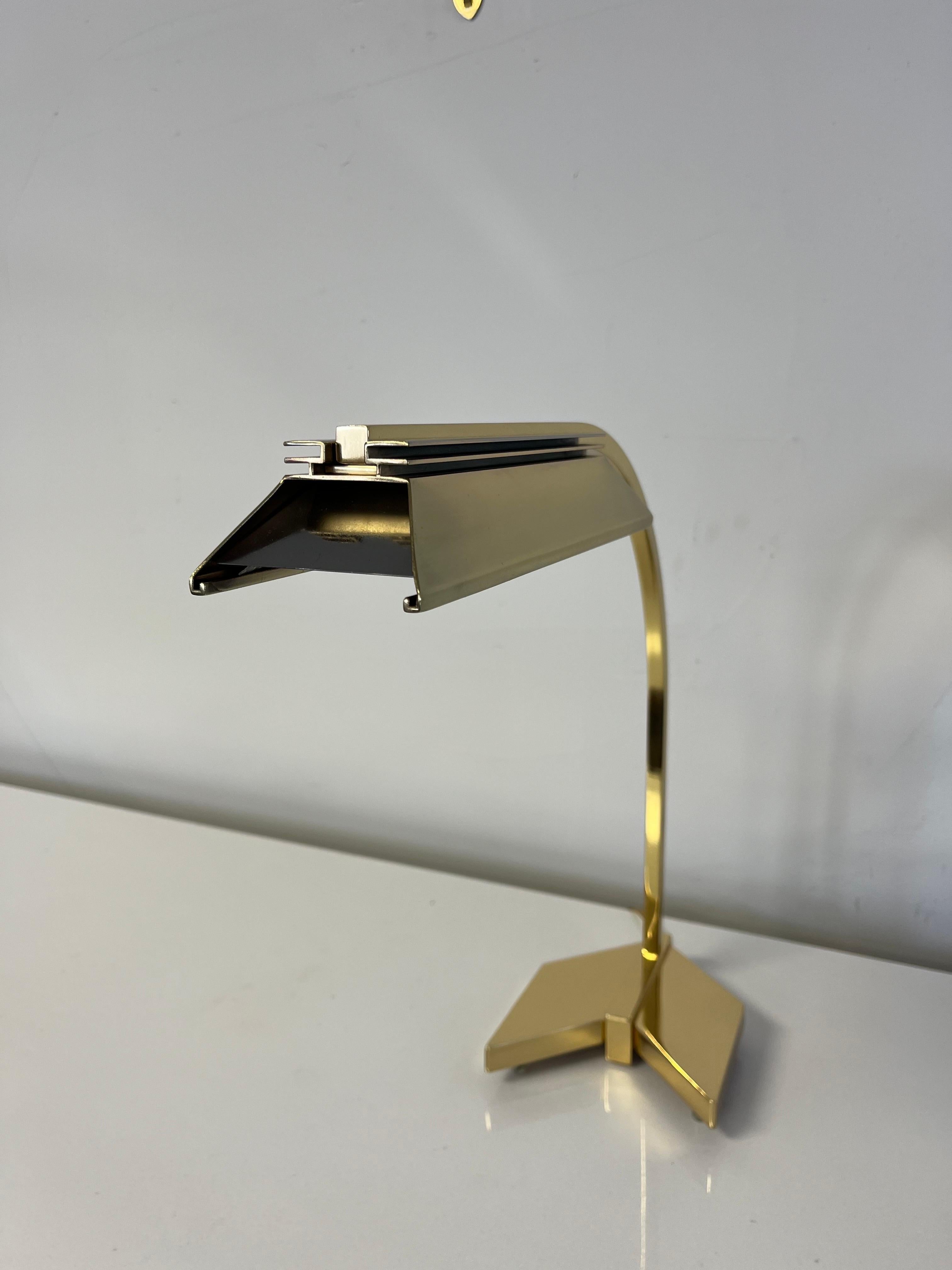 1970s Casella Brass Chrome Arrow Desk Lamp 2