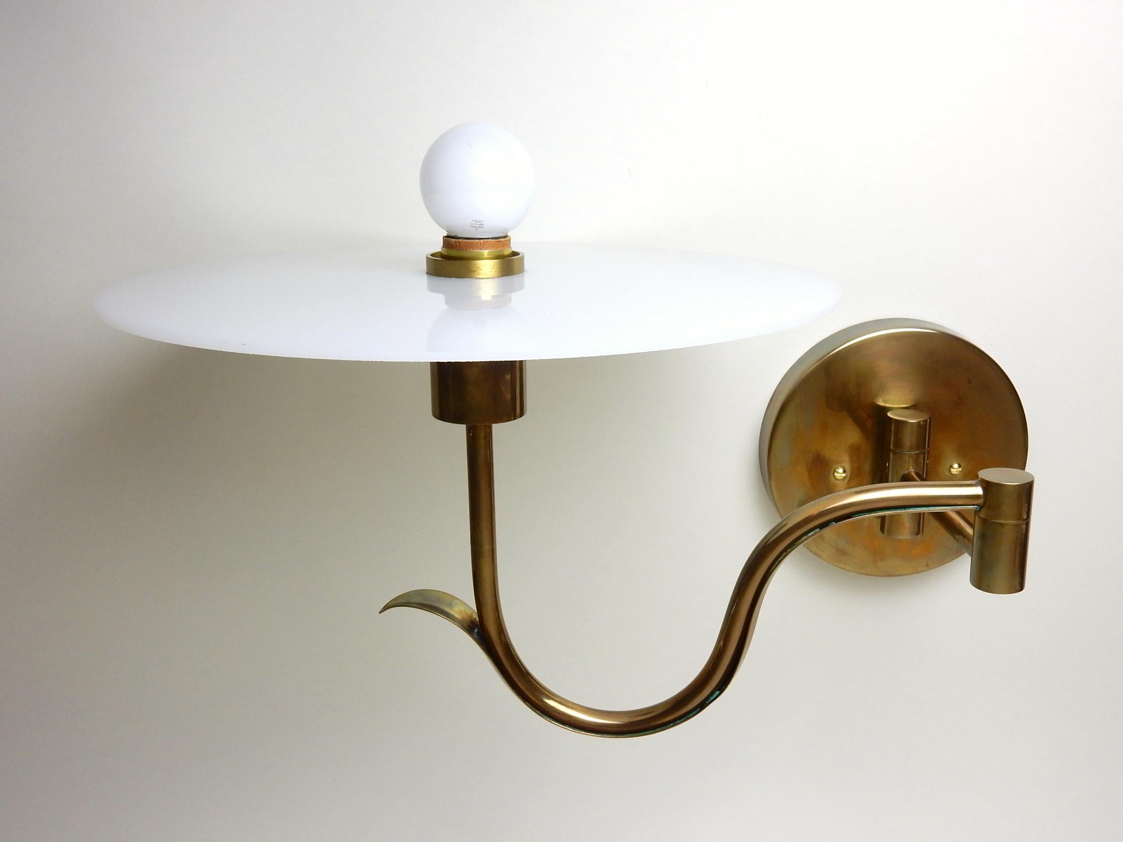20th Century  Casella Brass Swing arm Petal Wall Lamp Sconces