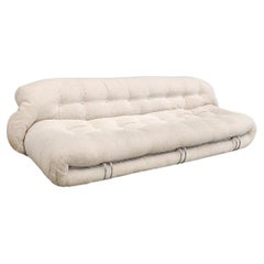 1970s Cassina Soriana sofa in Velvet beige by Afra & Tobia Scarpa